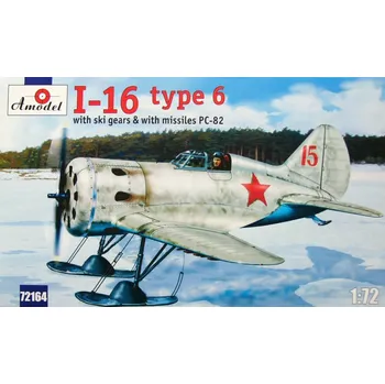 Plastikový model A model 1/72 I-16 type 6 with ski gears & missiles RS-82