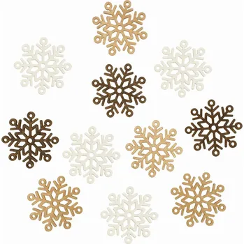 Vánoce Dřevěné vločky 4 cm, 12 ks 3824