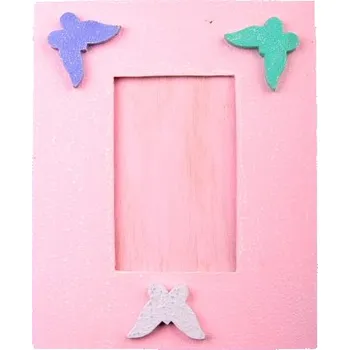 Rám na obraz Dřevěný zdobený fotorámeček růžový 25x20cm