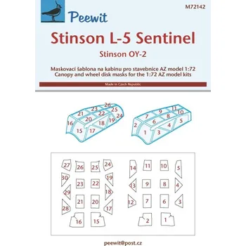 Plastikový model Peewit 1/72 Canopy mask Stinson L-5/OY-2 Sentinel (AZMO)