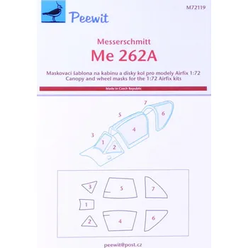 Plastikový model Peewit 1/72 Canopy mask Me 262A (AIRFIX)