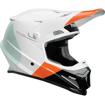 Helma na motorku a Motokrosová přilba THOR SECTOR BOMBER WHITE/RED/ORANGE se systémem MIPS vel. XL