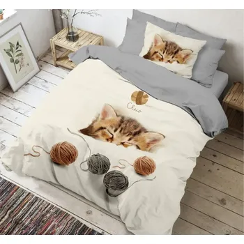 Povlečení Kvalitex 3D Kitten 140 x 200, 70 x 90 cm zipový uzávěr