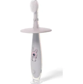 zubní pasta BabyOno Bezpečný kartáček na zoubky 12m+ šedý