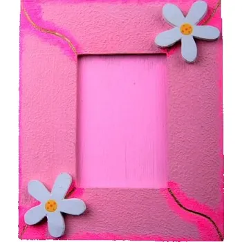 Rám na obraz Dřevěný zdobený fotorámeček červený s vlnkou 18x15cm