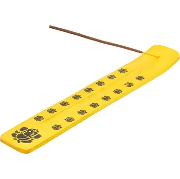 Vonná tyčinka Dřevěný stojánek na vonné tyčinky Ganéša – žlutý