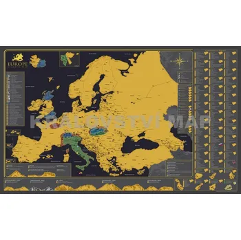 68Travel Stírací mapa Evropy 84 x 59 cm