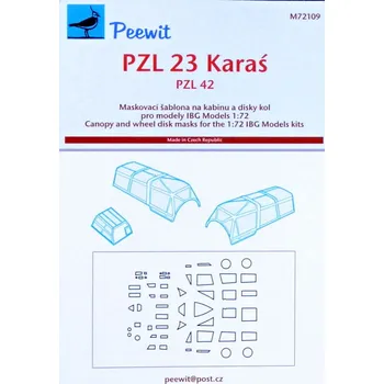 Plastikový model Peewit 1/72 Canopy mask PZL-23 Karas / PZL-42 (IBG)