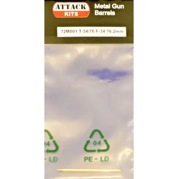 Plastikový model Attack Hobby Kits 1/72 Metal Gun Barrel T-34/76 F-34 76,2mm