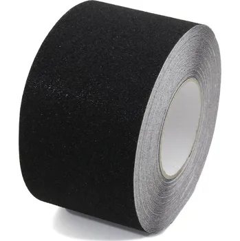 Výstražná páska Černá korundová protiskluzová páska FLOMA Standard - 18,3 m x 10 cm a tloušťka 0,7 mm