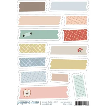 samolepka Papero amo - Samolepky arch - ŠŤASTNÉ A VESELÉ / Washi štítky