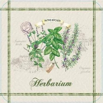 Dóza na potraviny Korkové prostírání IN THE KITCHEN, Herb Garden Herbarium, bazalka, malé - /10,5*10,5 cm/ - 4 ks
