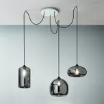 Fabas 3496-47-126 Fiona, závěsné svítidlo z kouřového skla, 3x60W E27, prům. 18,27,31cm