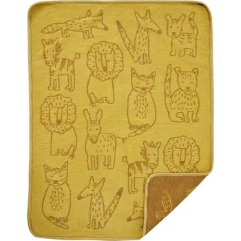 Dětská deka Bavlněná dětská deka chenille Buddies yellow 70x90, Klippan Švédsko Hořčicová