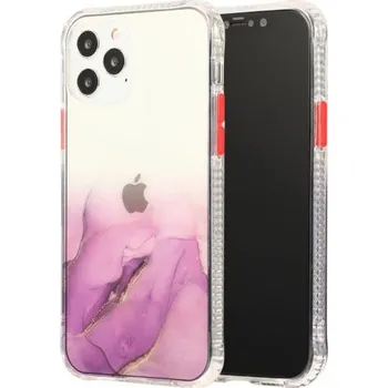 Pouzdro na mobilní telefon Mramorovaný kryt odolný proti poškrábání pro iPhone 12 mini - fialový