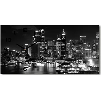 Hodiny Moderní skleněné hodiny na stěnu Sydney noc