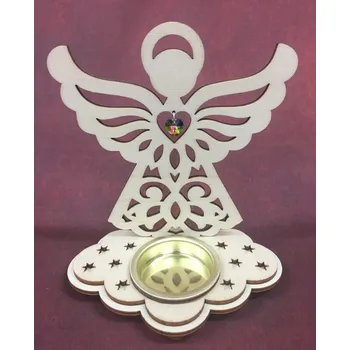 Vánoční dekorace Svícen – Anděl se srdíčkem (Swarovski) – Vitrail Medium