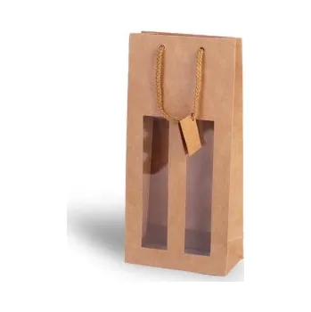 Dárková taška Papírová taška na 2 vína s okénkem