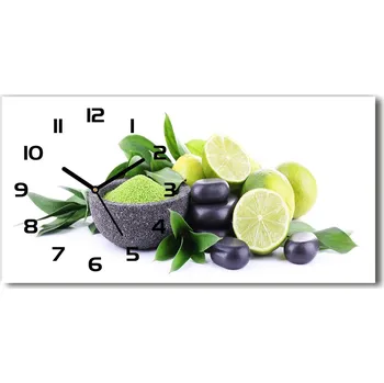 Hodiny Skleněné hodiny na stěnu Limetky a kamení