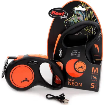 Vodítko pro psa FLEXI vodítko NEON ORANGE, Oranžové, Velikost: M