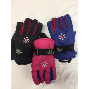 Rukavice Prstové lyžařské rukavice 3 barvy, velikost 134/140, Barva tmavě modrá, Střih s nápletem