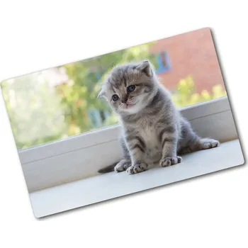 Kuchyňské prkénko Kuchyňská deska skleněná Malá kočka u okna