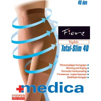 Dámské punčochy TOTAL SLIM 40den-punčochové kalhoty Fiore black-černé (zeštíhlující,tvarující linii břicha,pasu,boků a nohou)