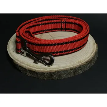 Vodítko pro psa Palkar vodítko z popruhu pro psy 150 cm x 25 mm červená s páskami (Palkar vodítko z popruhu pro psy 150 cm x 25 mm červená s páskami)