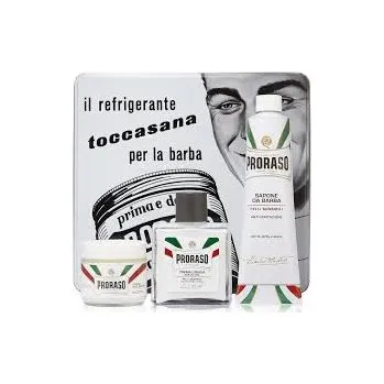Proraso Firenze Proraso White balzám po holení 100 ml + mýdlo na holení 150 ml + krém před holením 100 ml + plechová dóza dárková sada