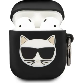 Příslušenství pro sluchátka Karl Lagerfeld KLACAPSILGLBK Choupette silikonové pouzdro pro Airpod 1/2 Black