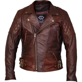 Pánský křivák Kožený retro křivák Diamond tmavě hnědý s vyjímatelnými CE chrániči - 3Xl