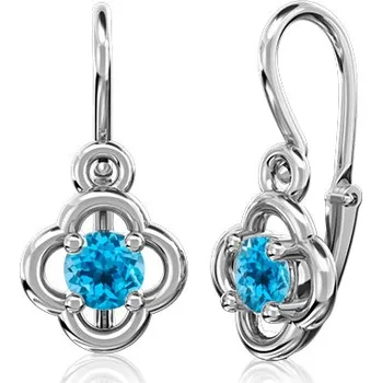 Náušnice Couple, Dětské náušnice Camille, bílé zlato s modrým zirkonem, 585-66-3-0675.1B00.0.00.212.14