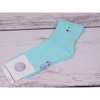 Dámské ponožky Pohodlné bavlněné ponožky YO s nestahujícím lemem tyrkys s kafíčkem :-) velikosti ponožek: 23-25 (EUR vel. 35-38)