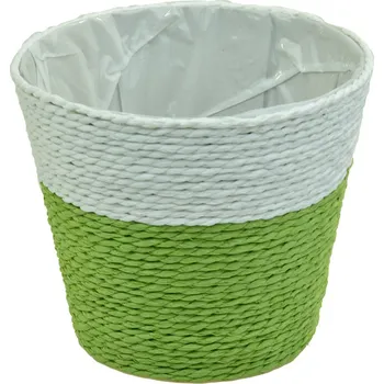 Květináč Vingo Květináč zeleno-bílý s igelitovou vložkou Rozměry (cm): 13(9)x12