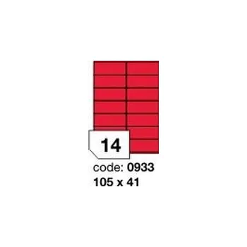 Samolepící etiketa Červené fluo etikety Rayfilm R0132.0933F, 105x41 mm, 1.000 listů A4, 14000 etiket