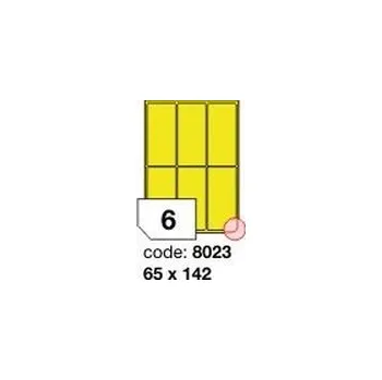 Samolepící etiketa Žluté fluo etikety Rayfilm R0131.8023F, 65x142 mm, 1.000 listů A4, 6000 etiket