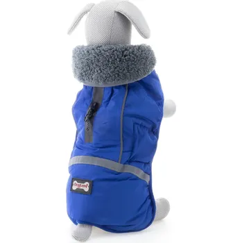 Obleček pro psa Vsepropejska Rafael bunda pro psa s kožíškem Barva: Modrá, Délka zad (cm): 29, Obvod hrudníku: 34 - 55 cm