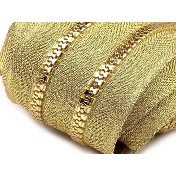 Zip kostěný No 5 metráž zlato a stříbro, barva 1 zlatá