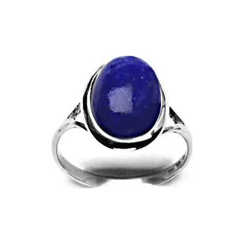 Prsten Zlatý prsten, přírodní lapis lazuli, bílé zlato - T 1454 m (lapis 14x10 mm)