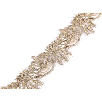 Krajka Zlatá krajka s lurexem šíře 64 mm, barva zlatá sv.