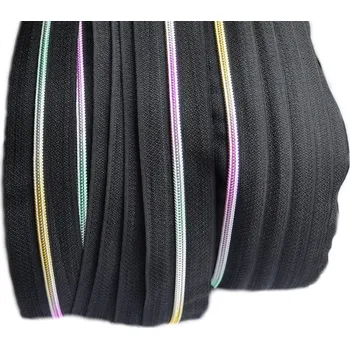 Duhový zip spirálový No 3 metráž, barva Černá