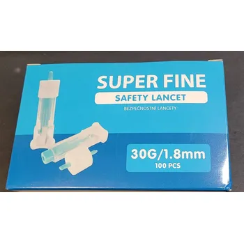 Odběrové pero Bezpečnostní odběrové lancety SUPER FINE - 30G x 1,8mm - modrá (100ks)