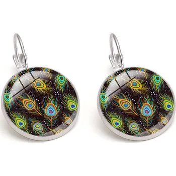 Náušnice Náušnice s francouzské háčky---Paví peří 3 (stříbrná barva)