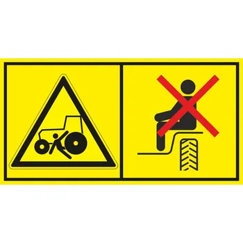 Značení Nebezpečí přejetí - Přeprava osob povolena jen na místech k tomu určených samolepící vinylová fólie 45 x 85 mm