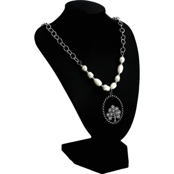 Náhrdelník Dámský náhrdelník z chirurgické oceli a perliček Strom života kulatý, stříbrný