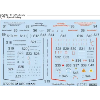 Plastikový model Eduard 1/72 Bf 109E stencils (SPECIAL HOBBY/TAMIYA/AIRFIX)