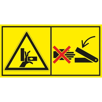 Nebezpečí rozdrcení ruky - Nesahej za chodu do prostoru stroje samolepící vinylová fólie 45 x 85 mm