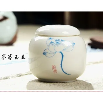 Dóza na potraviny Čínská čajová dóza - bílá keramika（Lotos）