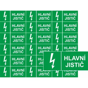 Hlavní jistič - aršík samolepící vinylová fólie 50 x 15 mm aršík 90 ks