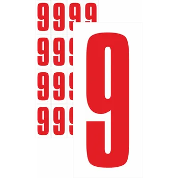 Papír Čísla samolepicí 9 červená samolepící vinylová fólie velikost znaku 200 mm